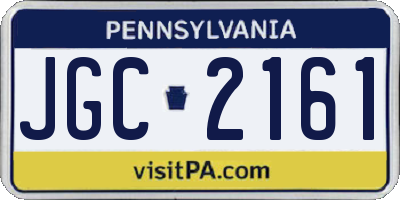 PA license plate JGC2161