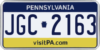 PA license plate JGC2163