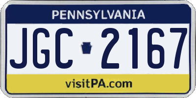 PA license plate JGC2167