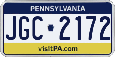 PA license plate JGC2172