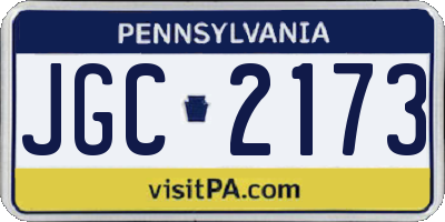 PA license plate JGC2173