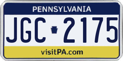 PA license plate JGC2175