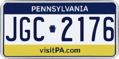 PA license plate JGC2176