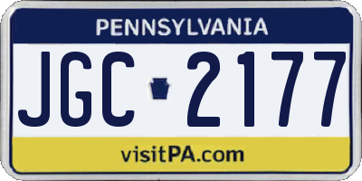 PA license plate JGC2177