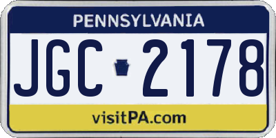 PA license plate JGC2178