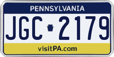 PA license plate JGC2179