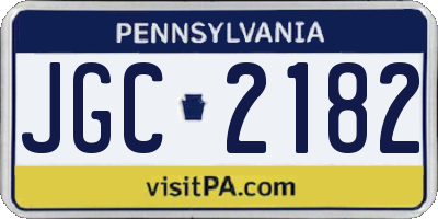 PA license plate JGC2182