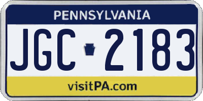 PA license plate JGC2183