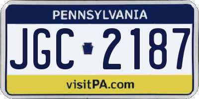 PA license plate JGC2187