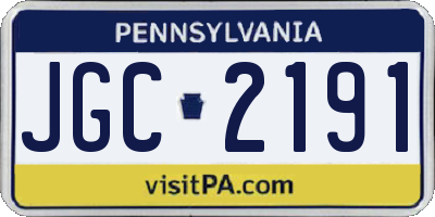 PA license plate JGC2191