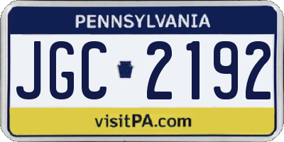 PA license plate JGC2192