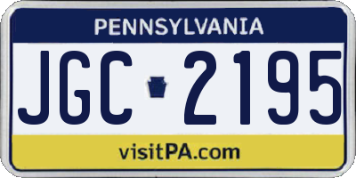 PA license plate JGC2195