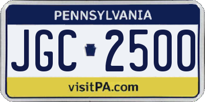 PA license plate JGC2500