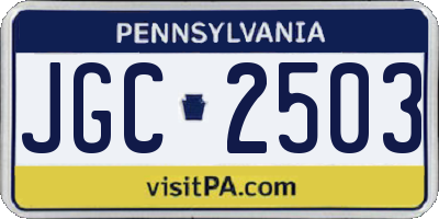 PA license plate JGC2503