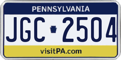 PA license plate JGC2504