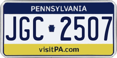 PA license plate JGC2507