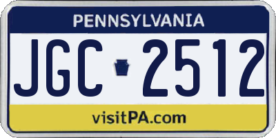 PA license plate JGC2512