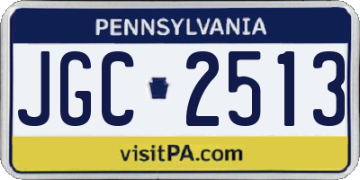 PA license plate JGC2513