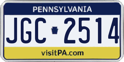PA license plate JGC2514