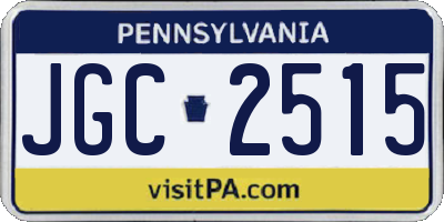 PA license plate JGC2515