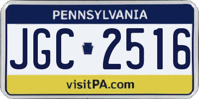 PA license plate JGC2516