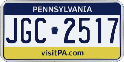 PA license plate JGC2517