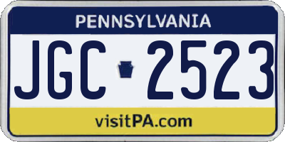 PA license plate JGC2523
