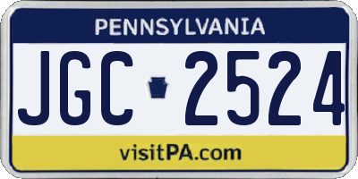 PA license plate JGC2524