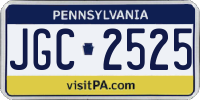 PA license plate JGC2525