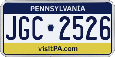 PA license plate JGC2526