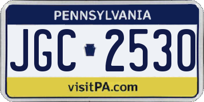 PA license plate JGC2530