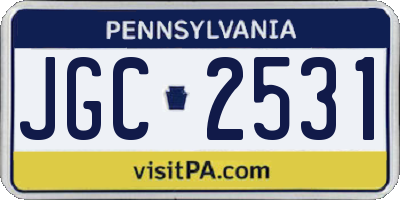 PA license plate JGC2531