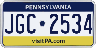 PA license plate JGC2534