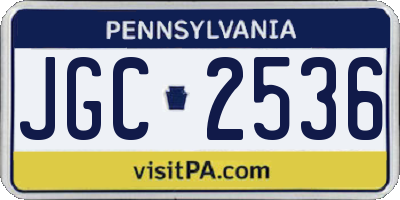 PA license plate JGC2536