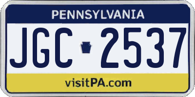PA license plate JGC2537