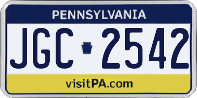 PA license plate JGC2542