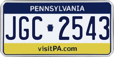 PA license plate JGC2543