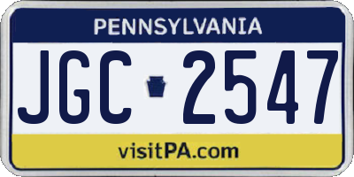 PA license plate JGC2547