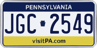 PA license plate JGC2549