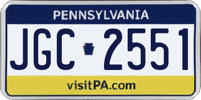 PA license plate JGC2551