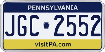 PA license plate JGC2552