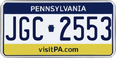 PA license plate JGC2553