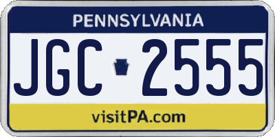 PA license plate JGC2555