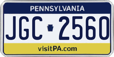 PA license plate JGC2560