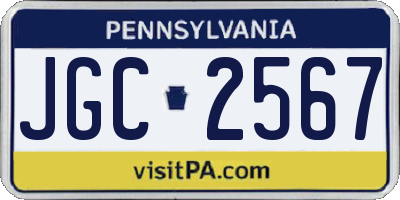 PA license plate JGC2567