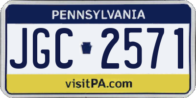 PA license plate JGC2571