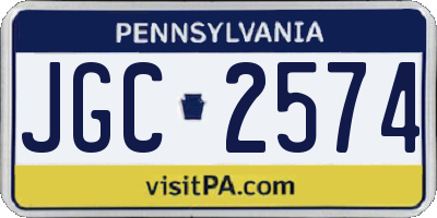 PA license plate JGC2574
