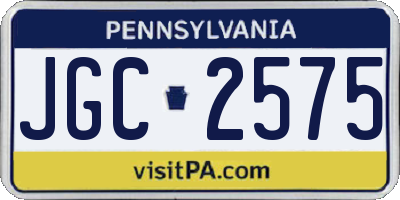 PA license plate JGC2575