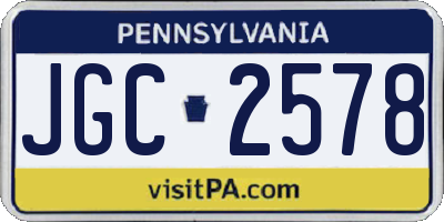 PA license plate JGC2578