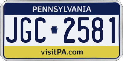 PA license plate JGC2581